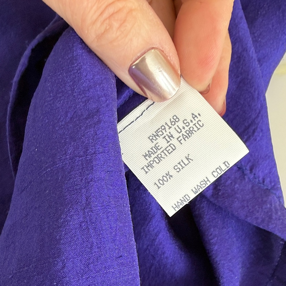 Karen Kane 100% Silk Royal Blue Tank Top Sleeveless Scoop Neck Size 4 27145 - Picture 5 of 10